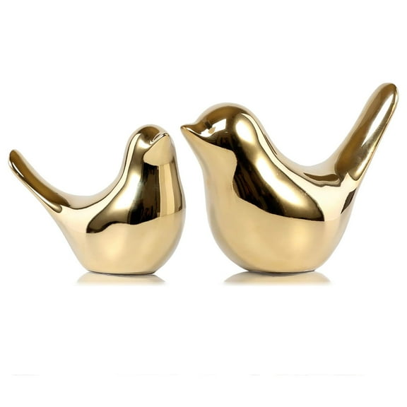 Kanecdo 2 Pcs Gold Decor Accents,Small Animal Statues,Modern Home Decorative, Birds Sculpture, Ornaments for Shelf, Bookshelf, Coffee Table,Knick Knacks Home Decor for Shelves(Gold Bird)