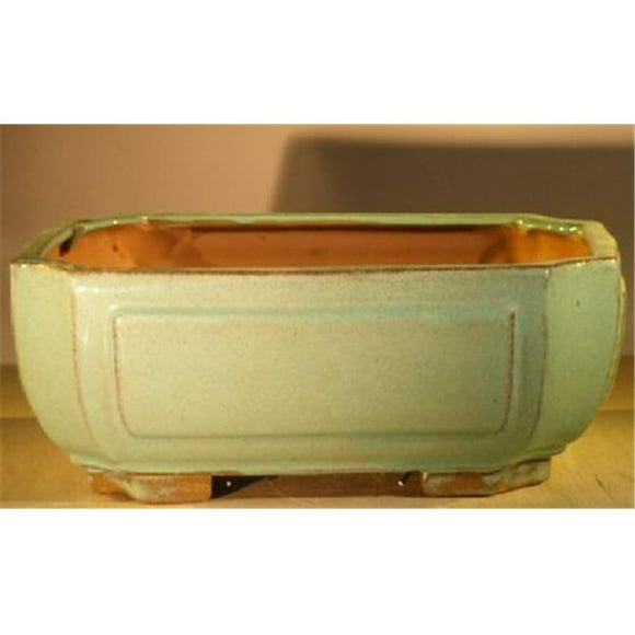 Bonsai Boy L251F 10 x 8 x 4 in. Ceramic Bonsai Pot - Professional Series, Light Blue & Green - Rectangle