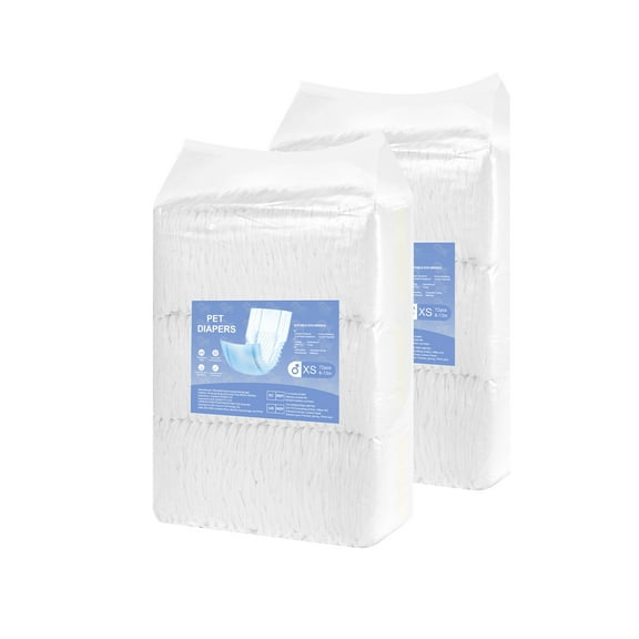 KFFKFF Disposable Male Dog Diapers, Highly Absorbent Wraps with 360° Leak Protection and Wetness Indicator for Dogs in Heat, Training, or Incontinence - XS, 144 Pieces (2 Packs of 72)