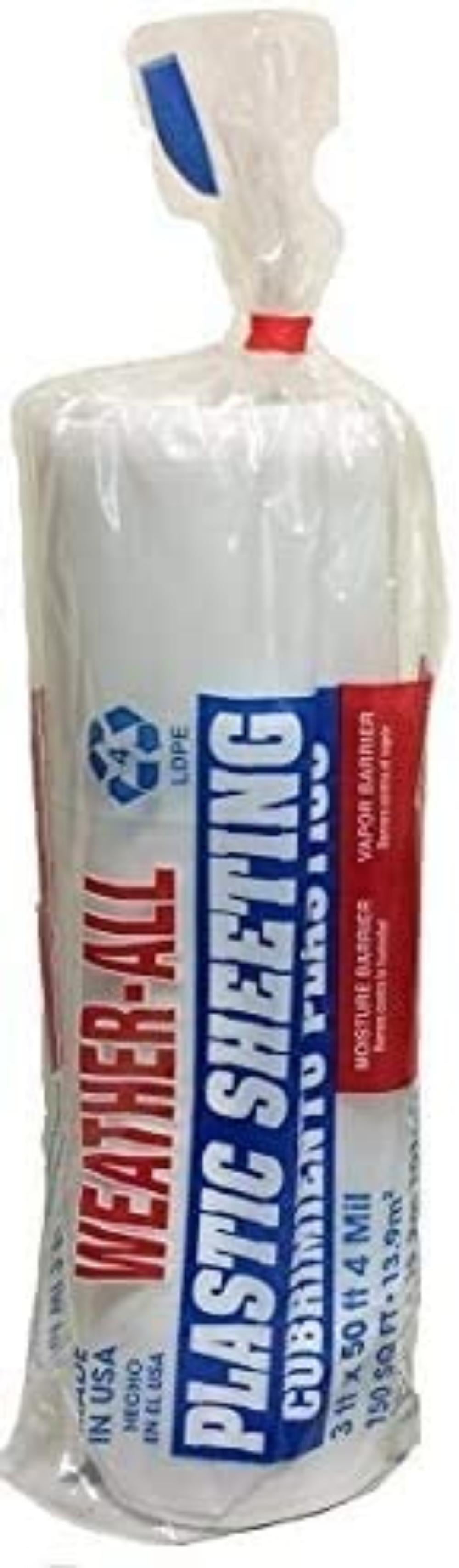 TRM Manufacturing 40350C Weatherall Visqueen Plastic Sheeting Clear Drop Cloth 3 Wide x 50 Length x 4.0 mil Thickness