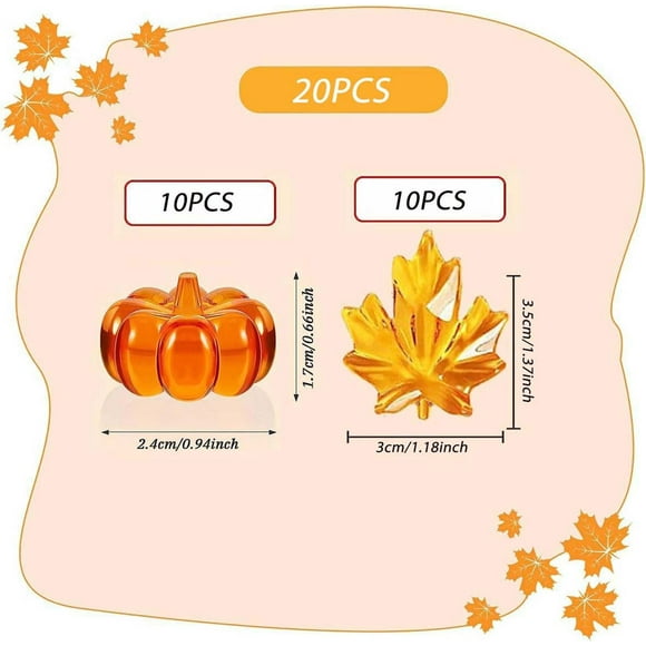 180+ Pcs Fall Vase Fillers Kit - Plastic Pumpkins, Maple Leaves & Beads for Thanksgiving Table Decor, Centerpiece Supplies (Orange/Red Mix) A