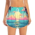thumbnail image 2 of Goofa Retro Palm Beach Sunset Printed Women 2 in 1 Running Shorts,Quick Dry Athletic Workout Shorts,High Waisted Athletic Shorts with Liner Pockets-X-Large, 2 of 9