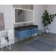 thumbnail image 4 of Amazon 60" Blue Wood Floating Vanity with Black Top and Black Trim, 4 of 11