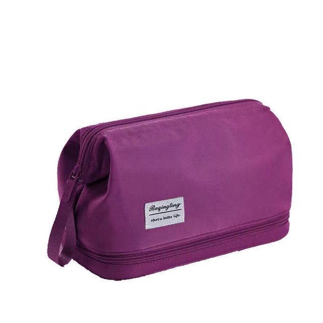 Bolsa de cosméticos de gran capacidad, bolsa de almacenamiento de cosméticos de viaje portátil para mujer, bolsa de lavado, púrpura oscuro Zefei Wu 9024735075851