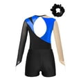 thumbnail image 4 of Haitryli Kids Girls Long Sleeve Gymnastic Leotard with Shorts Ballet Dance Outfit Set Hair Scrunchie Royal Blue 16, 4 of 7