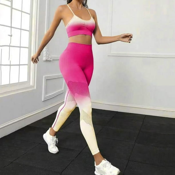 Hot Pink High Waist Ribbed Seamless Gym Leggings –