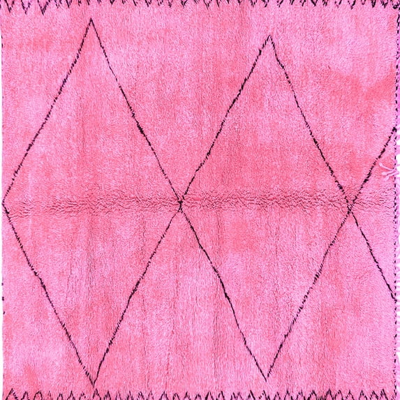 Ahgly Company Indoor Square Abstract Pink Modern Area Rugs, 4' Square