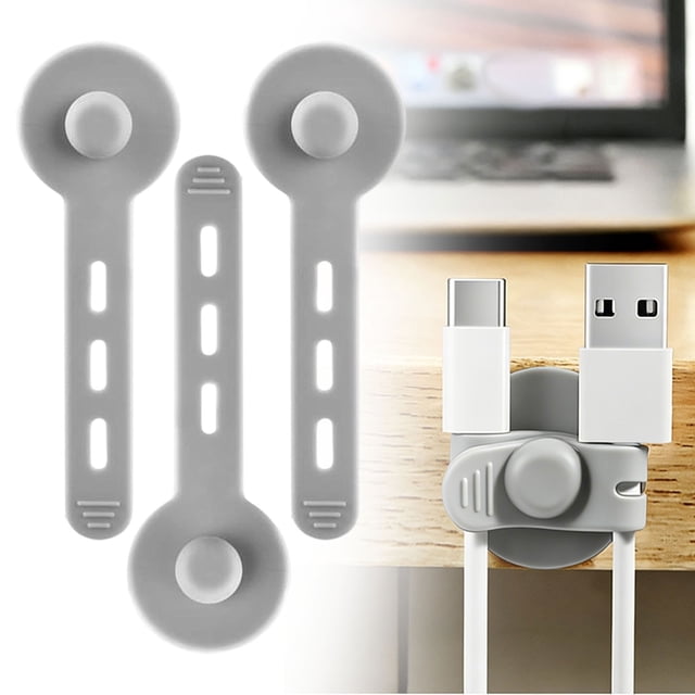 Mounting Clip Secure Fixing Securing Clip Silicone Cable Ties Reusable Cable Organizer Elastic Management Straps Multipurpose Wire Organizer for Bundling Earphone Phone Charger Computer Home Travel