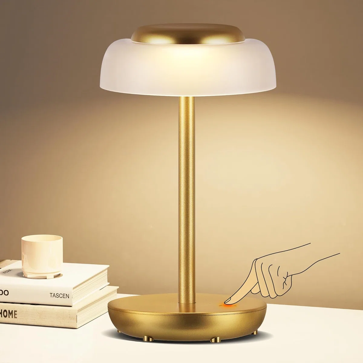 ELINKUME Mushroom Table Lamp - Touch Dimmable Bedside Light, 3000K Warm LED, Modern Nordic Decor