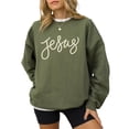 thumbnail image 5 of Jesus Sweatshirt for Women - Pearl Script Christian Faith Crewneck Pullover Army Green Sweatshirt Adult Small, 5 of 7