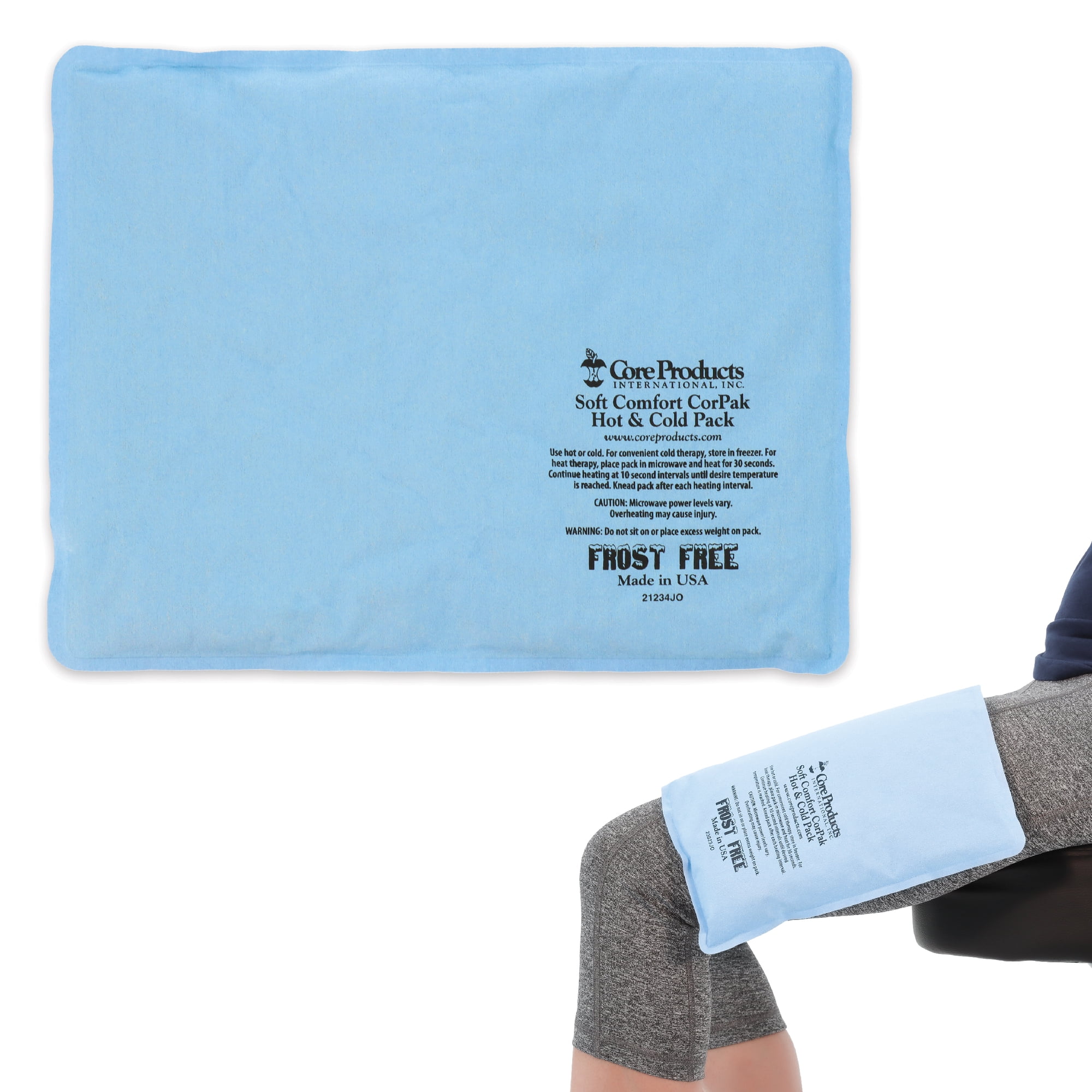 Core Products Soft Comfort CorPak – Reusable Hot & Cold Therapy Pack, Ice Pack for Injuries, No-Frost Compress for Muscle, Back & Joint Pain Relief – 10" x 13", Made in USA
