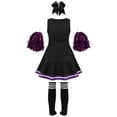 thumbnail image 2 of Manyakai Robe de Cheerleading pour Filles Enfants Tenue de Performance Tenue de Danse Costumes de Cheerleader avec Pompons Ensemble de Chaussettes Noir E 130, 2 of 5