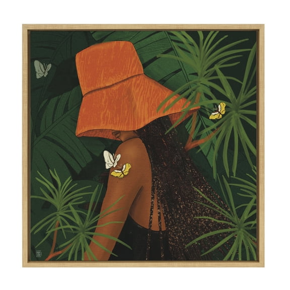 Kate and Laurel Sylvie Tell Me About Hope Framed Canvas Wall Art by Mary Joak, 22x22 Natural, Decorative Feminine Art Print for Wall