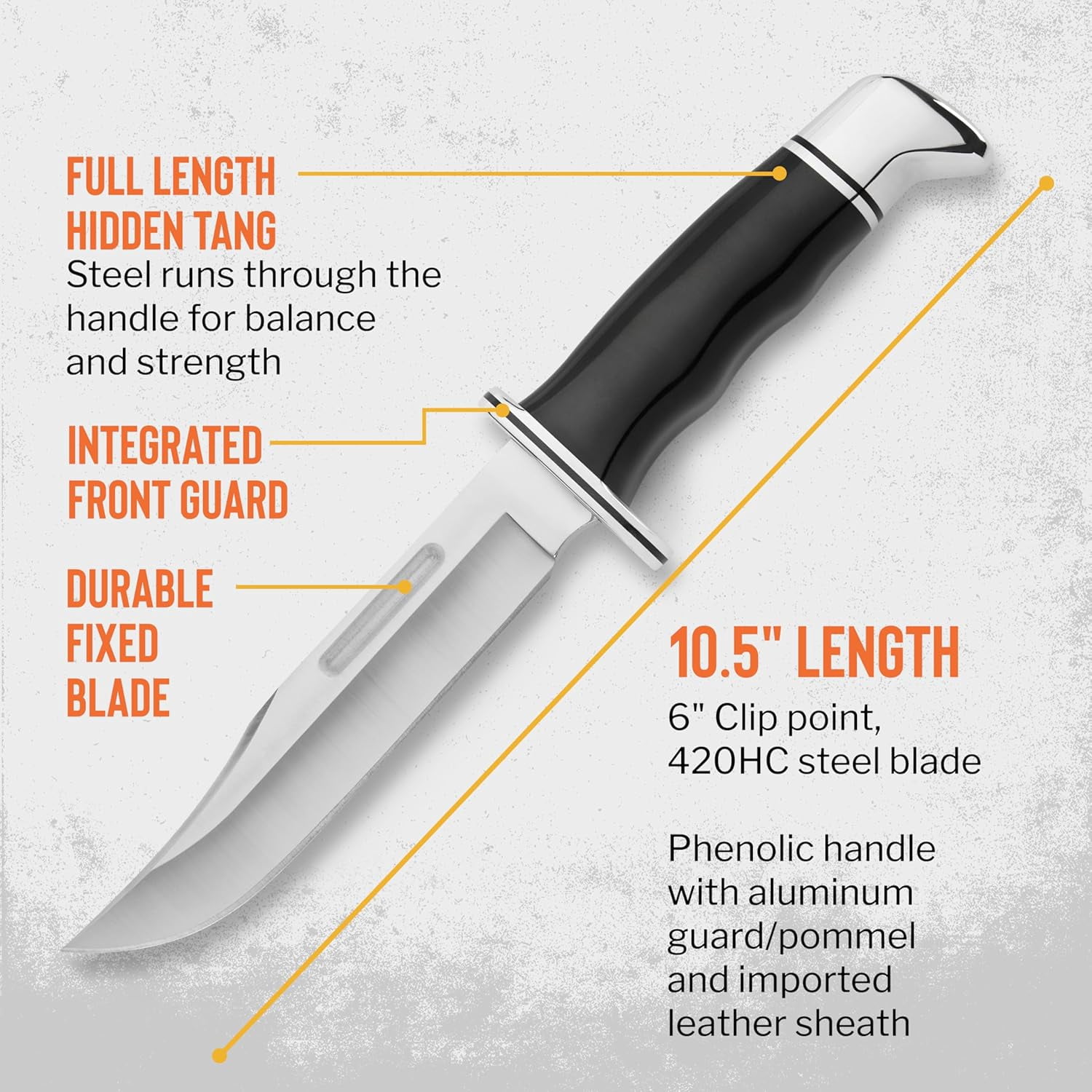 Buck Knives 119 Special Hunting Knife, 6" Fixed Blade, Phenolic Handle, 7.5 oz