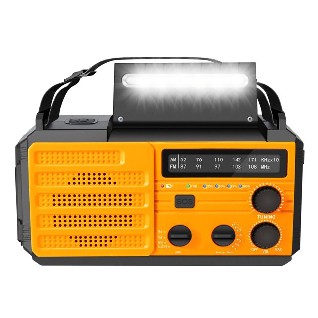 Solar Powered Radio Outdoor Multifunctional Hand Crank Recharging Radio Portable Camping Hiking Fishing Radio with Light Function