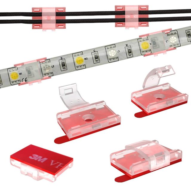 WANGQ LED Strip Light Self-Adhesive Mounting Brackets and Clips,LED Strip Light Holder,Cable Wires Organizer Clips for Vehicle,Cabinet,Under-Counter, Kitchen,Living Room,Indoor