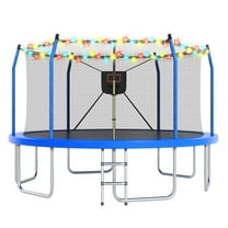 14FT Outdoor Recreational Trampoine for Kids and Adults, SHINPT Large Trampoline with Lights and Basketball Hoop, Heavy Duty Trampoline with 1500lbs Capacity, 14FT Big Trampoline for Backyard, Lawn