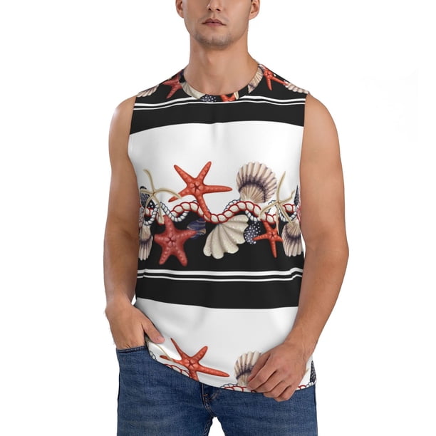 Balery Starfishes Shells Camisetas sin mangas para hombre, absorbe la humedad y protege contra el mal olor.-Small