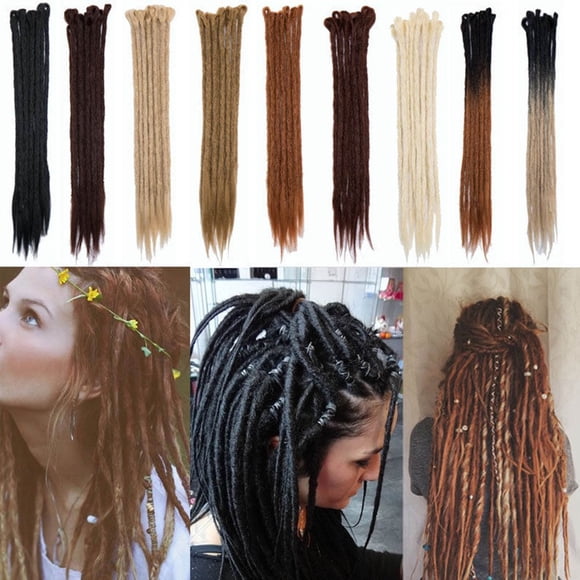 Dreadlock Extension Ombre For Hip-Hop Synthetic Heat Resistant Crochet Braiding Hair Handmade Extension Twist Braiding For Women Dark Brown 20”-35g