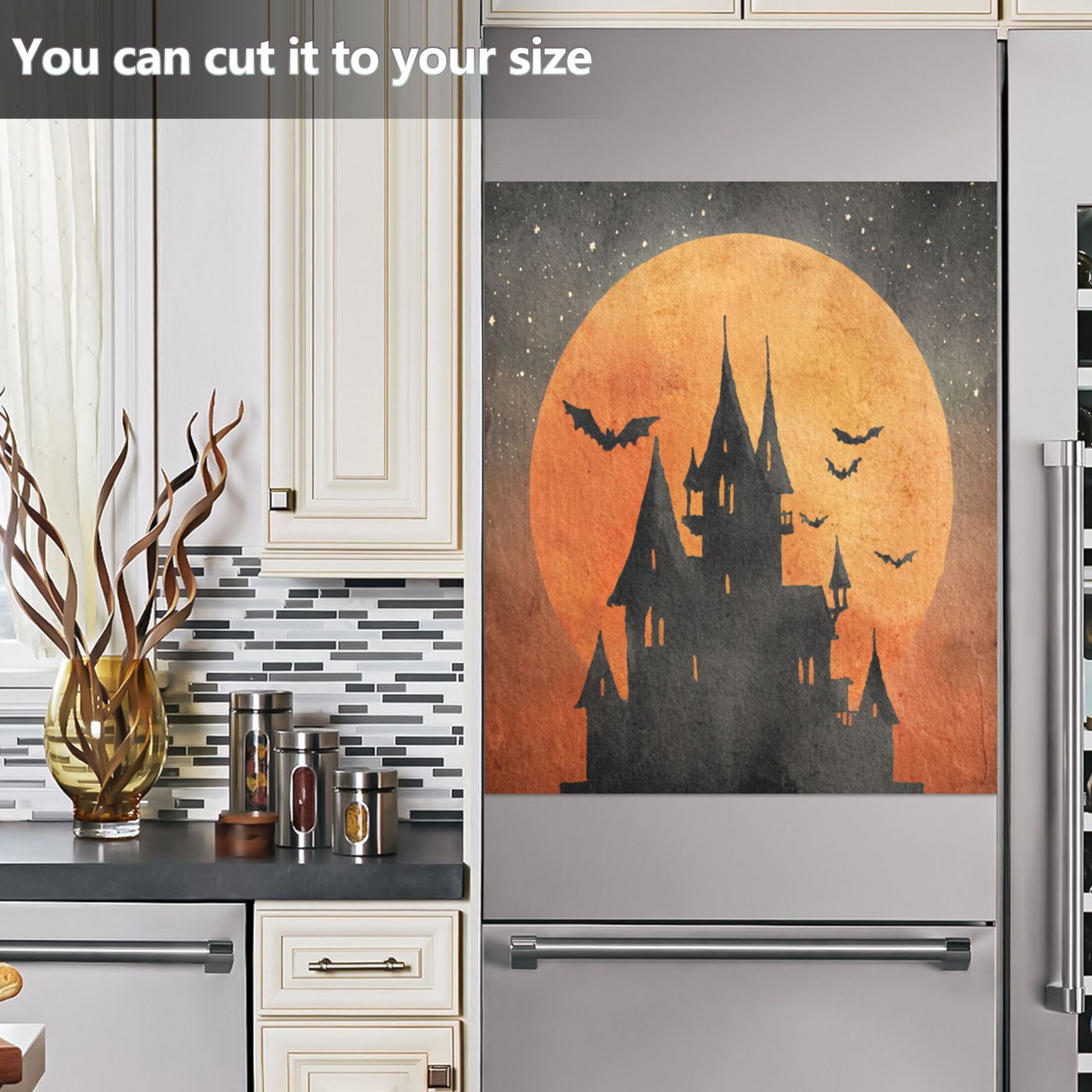 Dishwasher Magnetic Sticker 23x26 Inch Refrigerator Magnetic Sticker Washing Machine Magnetic Sticker Kitchen Panel Magnetic Sticker Home Decor Halloween Castle