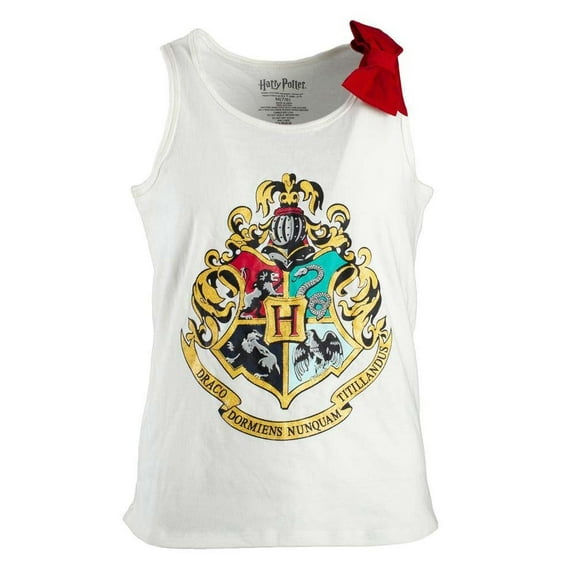 Harry Potter Hogwarts Crest Girls Youth 7-16 White Tank Top-Large