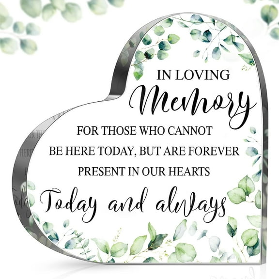 Wedding Memorial Sign, In Loving Memory Wedding Sign Remembrance Wedding Sign, Heart Acrylic In Memory of for Wedding Table Centerpieces Ceremony Reception (Elegant Style)