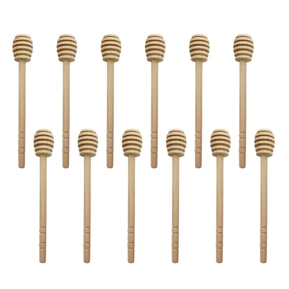 12pcs Wooden Honey Dipper Sticks Jam Dippers Syrup Stirrer for Honey Pot Jar Container (15#1)