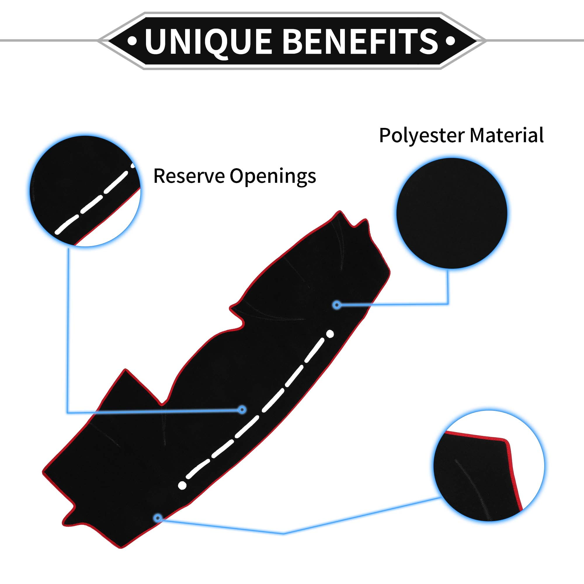 Unique Bargains Dashboard Covers for Hyundai VeraCruz 2007-2012 Non-Slip Dash Cover Mat Polyester Black, Red Front