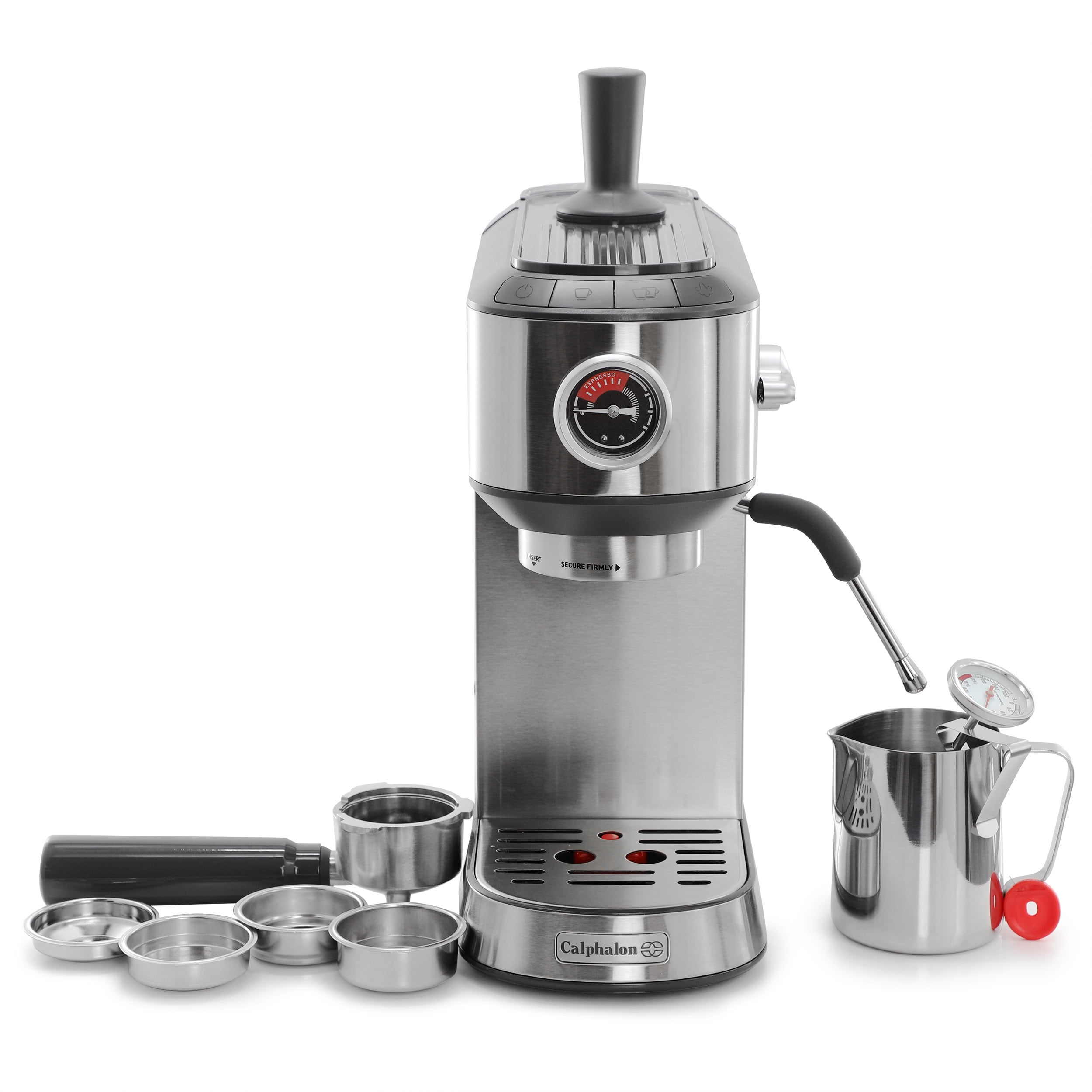 Calphalon Miniatura Compact Espresso Machine and Milk Frother in Silver