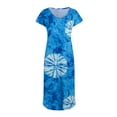thumbnail image 3 of DPTALR Robe d'Été pour Femmes Col en V Plage Imprimé Teinture sur Nœuds Robe Longue Décontractée, 3 of 5