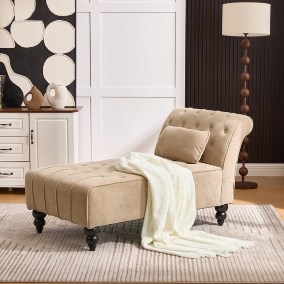 Christopher Knight Home 54.5" Modern Classic Velvet Chaise Lounge Chair with Birch Wood Legs, Camel