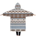 thumbnail image 2 of Oversized Wearable Blanket Hoodie,Brown Geometric Striped Pattern Sherpa Blanket Hoodie with Super Pockets,Super Warm Fuzzy Pullover for Women & Men, 2 of 6