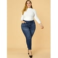 thumbnail image 4 of Unique Bargains Women's Plus Size Mid Rise Stretchy Skinny Jeans Legging, 4 of 6