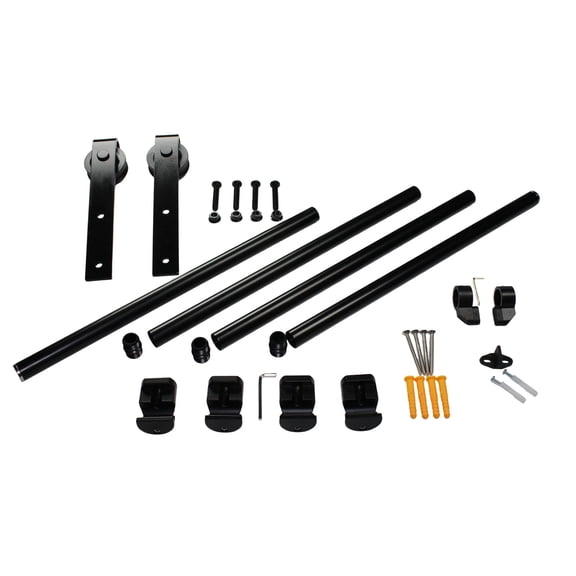 Sliding Barn Door Hardware Sliding Barn Door Track 6.6FT Sliding Barn Door Hardware Kit Smoothly And Quietly Sliding Barn Door Track With Floor Guide For Home Black