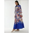 thumbnail image 4 of Printed Long Sleeve Maxi Dress with Belt, 4 of 7