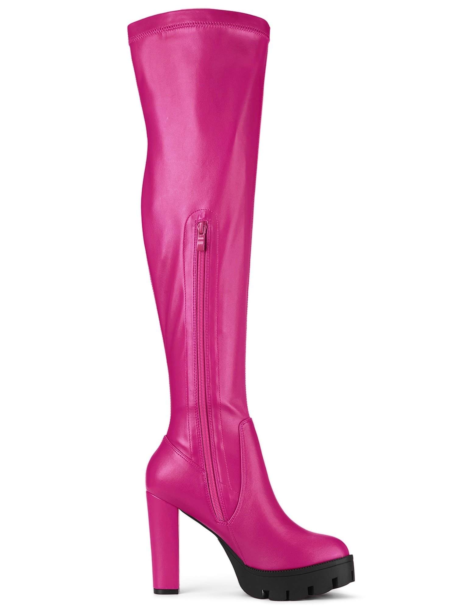 DARING DIVA Women's Platform Heels Block Heel Over-knee-high Boots Hot Pink 8