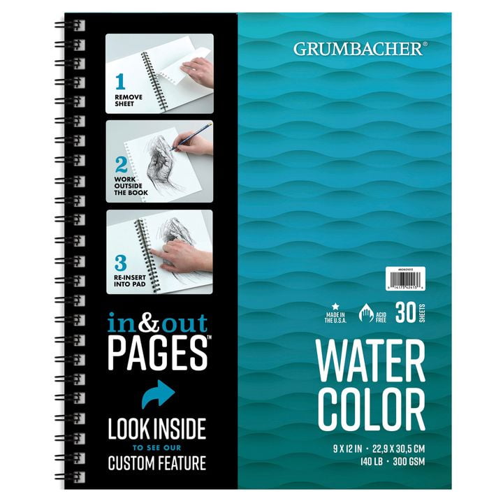 Grumbacher Watercolor Pad 9' x 12'140lb/300GSM 30 Sheet Side Wired