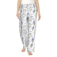 thumbnail image 2 of Goofa Lavender Flowers Printed Soft Pajama Pants for Women, Wide Leg Comfy Casual Lounge Yoga Pants-Small, 2 of 9