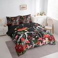 thumbnail image 3 of Homewish Red Rustic Mushroom 7-Piece Bedding Comforter Set,Gothic Skull Skeleton King Bedding Sets,Colorful Country Floral Bed Sheets For Girls Kids,Luxury Bedroom Decor Reversible, 3 of 8