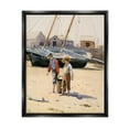 thumbnail image 2 of Stupell Industries Old Fashioned Man Woman Walking Beach Marina Painting Metallic Gold Floating Framed Canvas Print Wall Art, Design by Lettered and Lined, 2 of 5