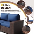 thumbnail image 2 of Omniberg 7 Pieces Outdoor Patio Furniture Sets, All Weather Outdoor Sectional Sofa PE Rattan Wicker Patio Conversation Set with Washable Cushions and Glass Coffee Table, Brown/Blue, 2 of 8
