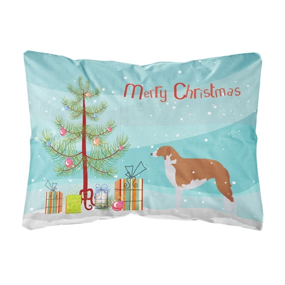 Borzoi Russian Greyhound Merry Christmas Tree Canvas Fabric Decorative Pillow