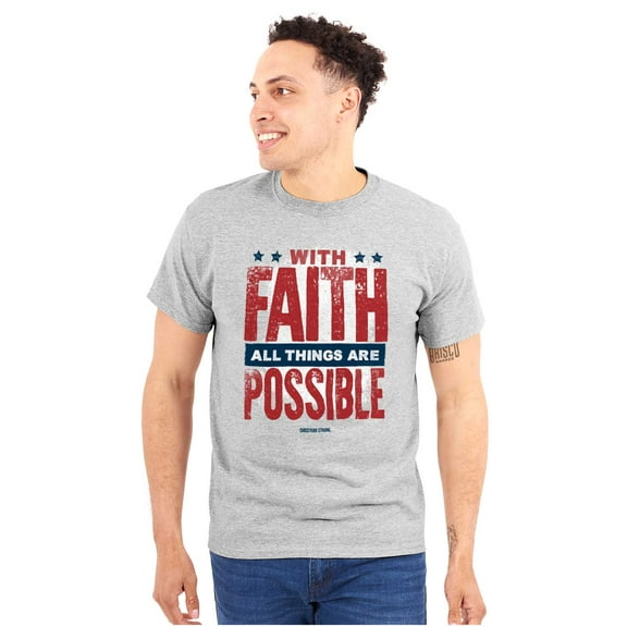 With Faith All is Possible Christian Men's Graphic T Shirt Tees Brisco Brands S