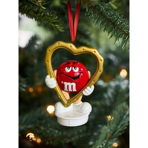 Ornament RED M&M M & M PVC Figure Figurine Holiday Charm Dangler 3” Gift Candy