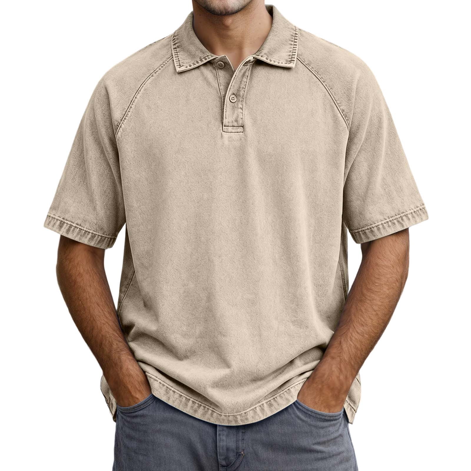 Rhuody Mne'S T Shirts Adult Referee Shirt V Neck Striped Sweatshirt Short Sleeved Top Charm Clothing Khaki M