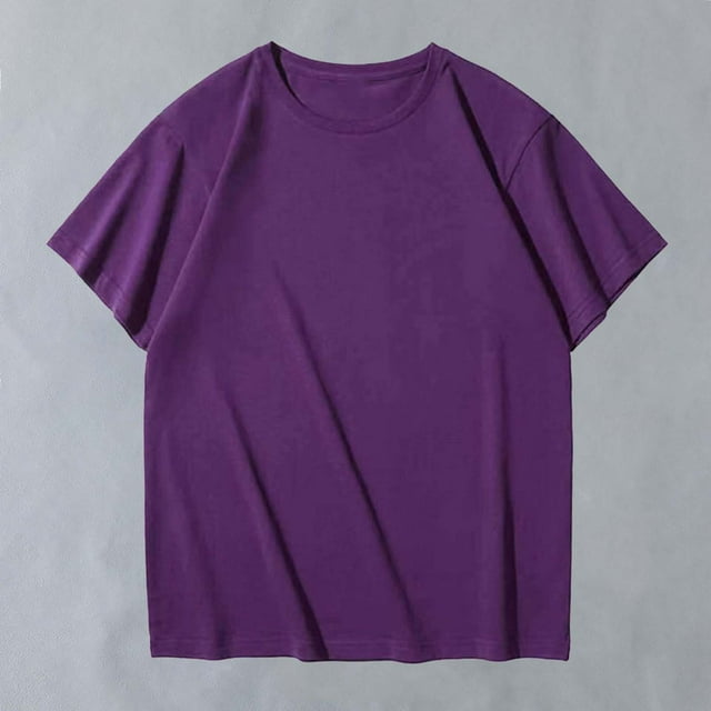 asjyhkr T-Shirts pour Hommes Coton Été 2025 Col Rond Manches Courtes Hauts Coupe Ample Confortables T-Shirts Unis