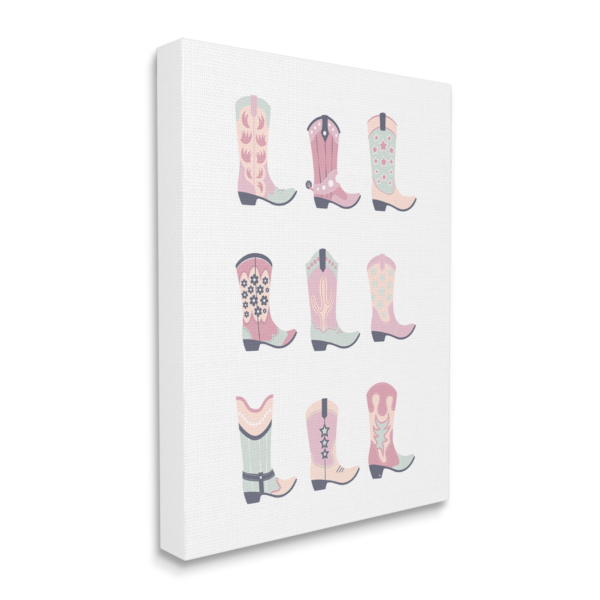 Stupell Industries Various Pastel Cowgirl Boots Beauty & Fashion Painting Gallery Wrapped Canvas Art Print Wall Art, 30 x 40