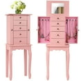thumbnail image 1 of Costway Jewelry Cabinet with Mirror Armoire Storage Chest Stand Organizer Christmas Pink, 1 of 10