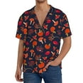 thumbnail image 7 of Lsque Autumnal Forest print Men's Cuban Collar Short Sleeve Shirt Summer Beachwear Casual Button Down Fashionable Vacation Leisure Shirt-X-Large, 7 of 7