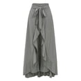 thumbnail image 3 of Cintura Wrap Faldas Pantalones Falda larga casual para mujer Cintura elástica Estilo elegante Traje diario (Gris L) Ygjytge para Mujer Gris T M, 3 of 7